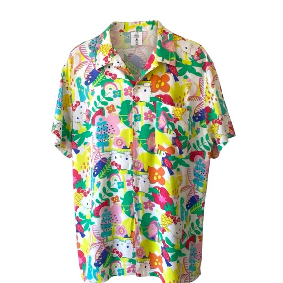 Hello Kitty Hawaiian Shirt Tropical Short Sleeve Button Up Sanrio Hybrid XXL - Picture 2 of 7